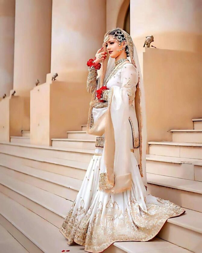 Graceful Whiteness Unveiling Bridal Sharara Beauty