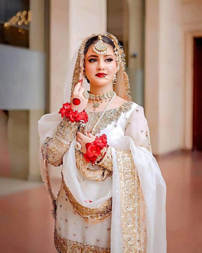 Graceful Whiteness Unveiling Bridal Sharara Beauty
