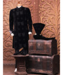 Black Velvet Sherwani w/ Handwork for Groom