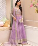 Hand-Embellished Net Pishwas with Korean Raw Silk Sharara and Sequined Dupatta