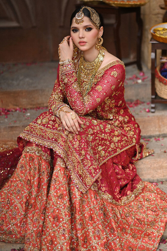 Timeless Red and Gold Bridal Ensemble