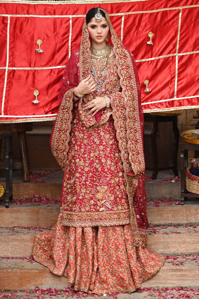 Timeless Red and Gold Bridal Ensemble