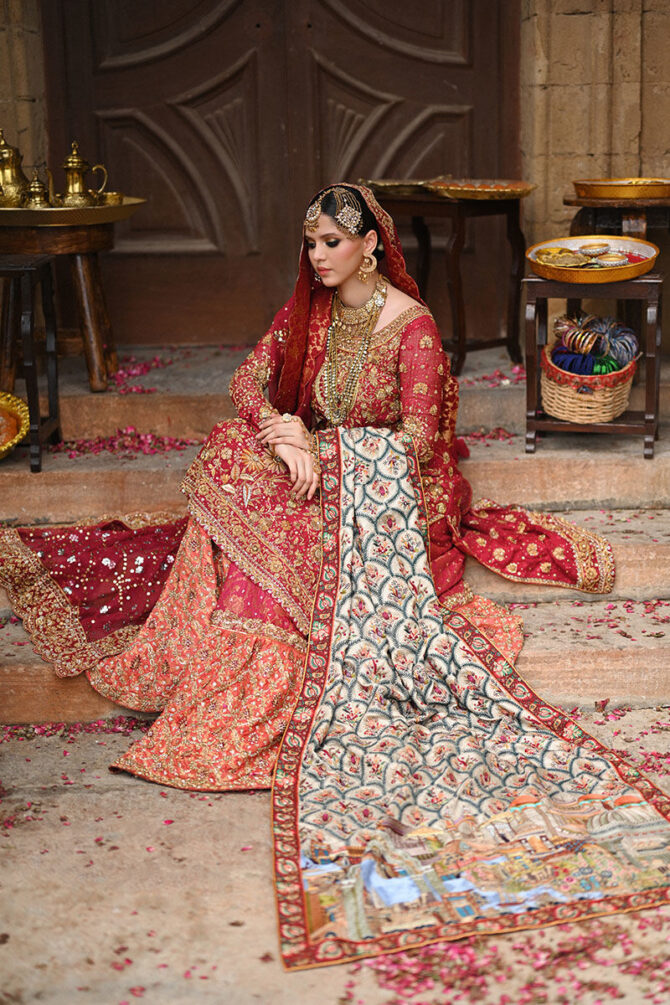 Timeless Red and Gold Bridal Ensemble