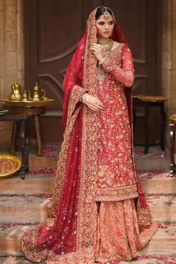 Timeless Red and Gold Bridal Ensemble