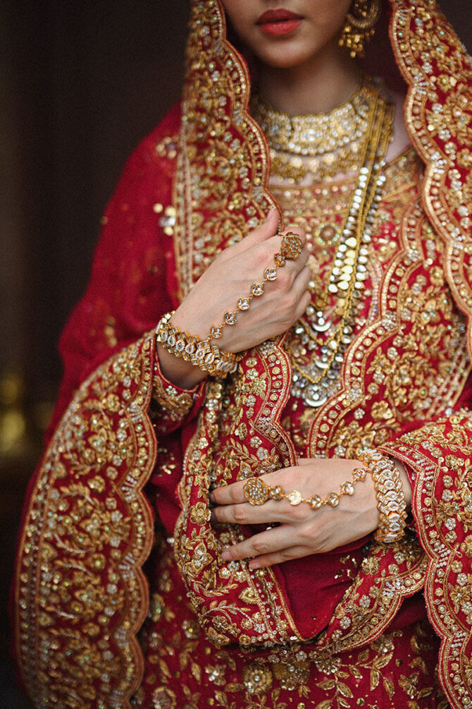 Timeless Red and Gold Bridal Ensemble