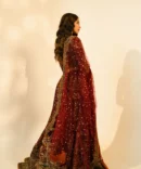 Nazakat - Bridal Embroidered Maroon Lehnga Choli with a Net Dupatta