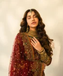 Nazakat - Bridal Embroidered Maroon Lehnga Choli with a Net Dupatta