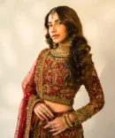 Nazakat - Bridal Embroidered Maroon Lehnga Choli with a Net Dupatta
