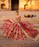 Red Lehenga and Choli Raw Silk Pakistani Bridal Dress