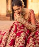 Red Lehenga and Choli Raw Silk Pakistani Bridal Dress