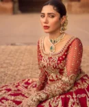 Red Lehenga and Choli Raw Silk Pakistani Bridal Dress