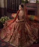 Red Bridal Dress in Pishwas Frock and Lehenga Style