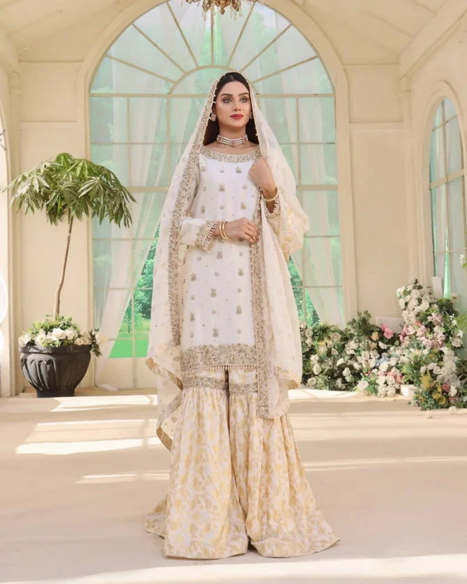 Silk Wedding Gharara Set 3 Piece for Nikkah outfits