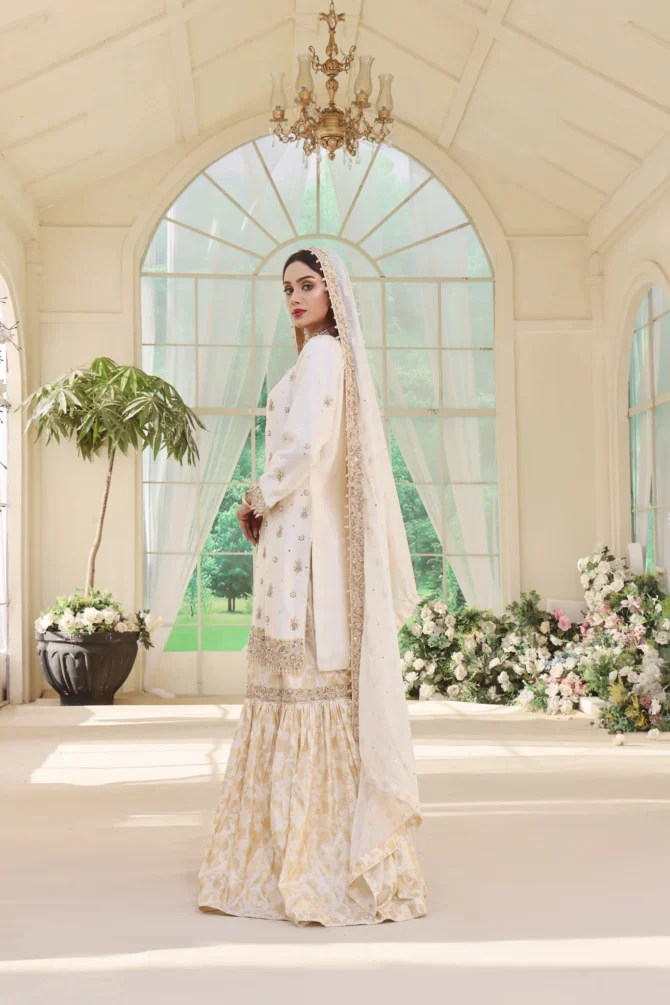 Silk Wedding Gharara Set 3 Piece for Nikkah outfits