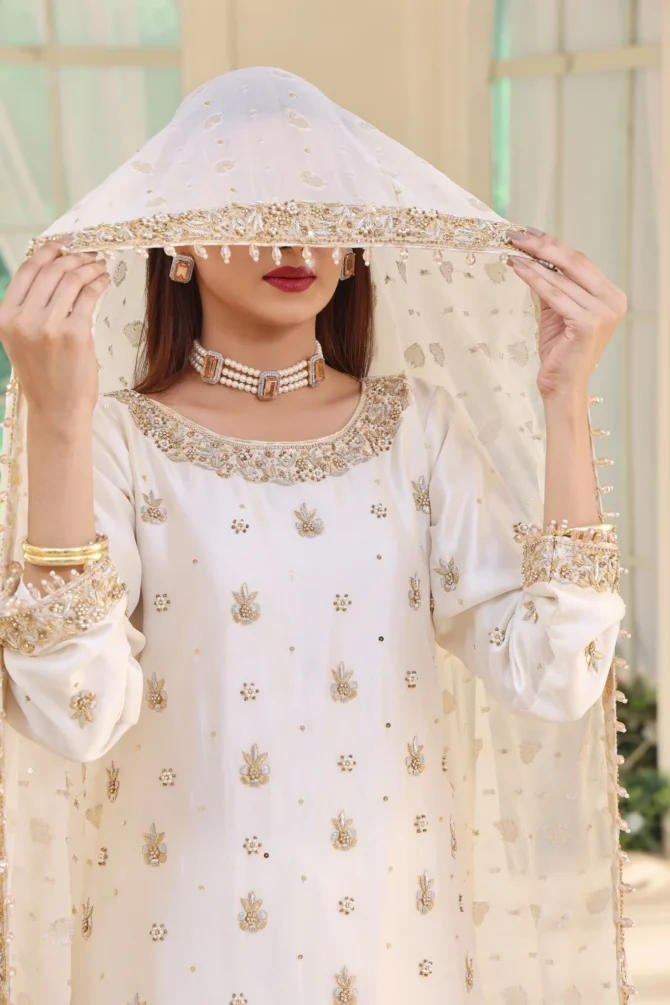 Silk Wedding Gharara Set 3 Piece for Nikkah outfits
