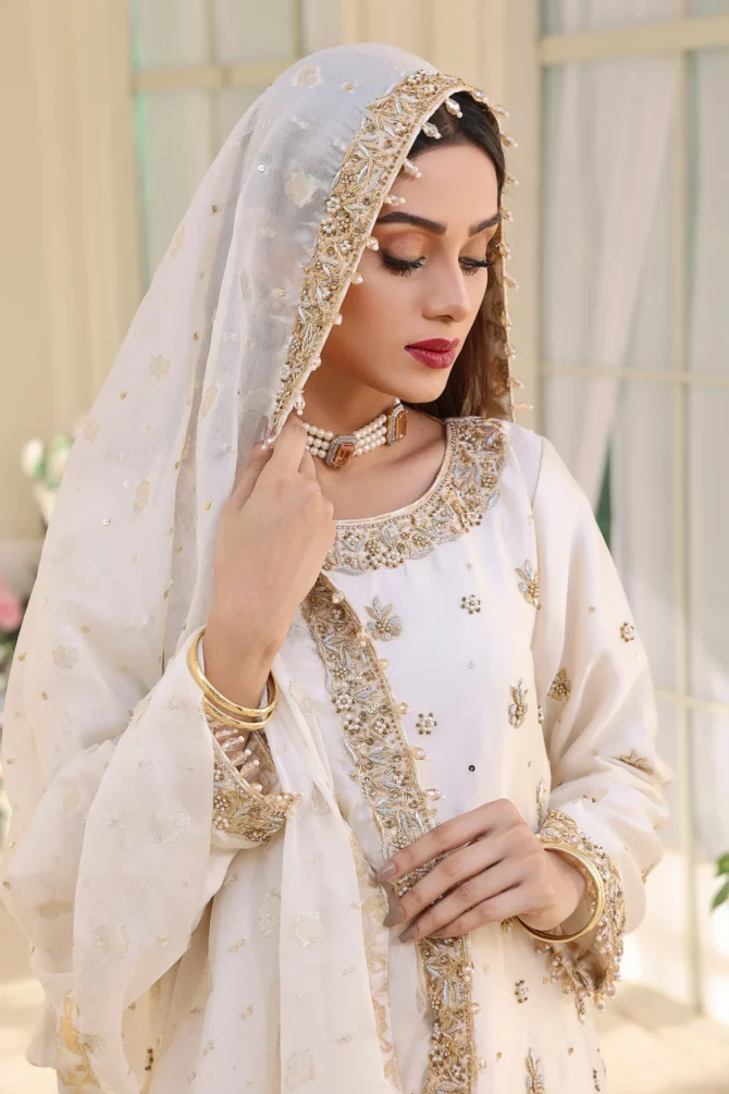 Silk Wedding Gharara Set 3 Piece for Nikkah outfits