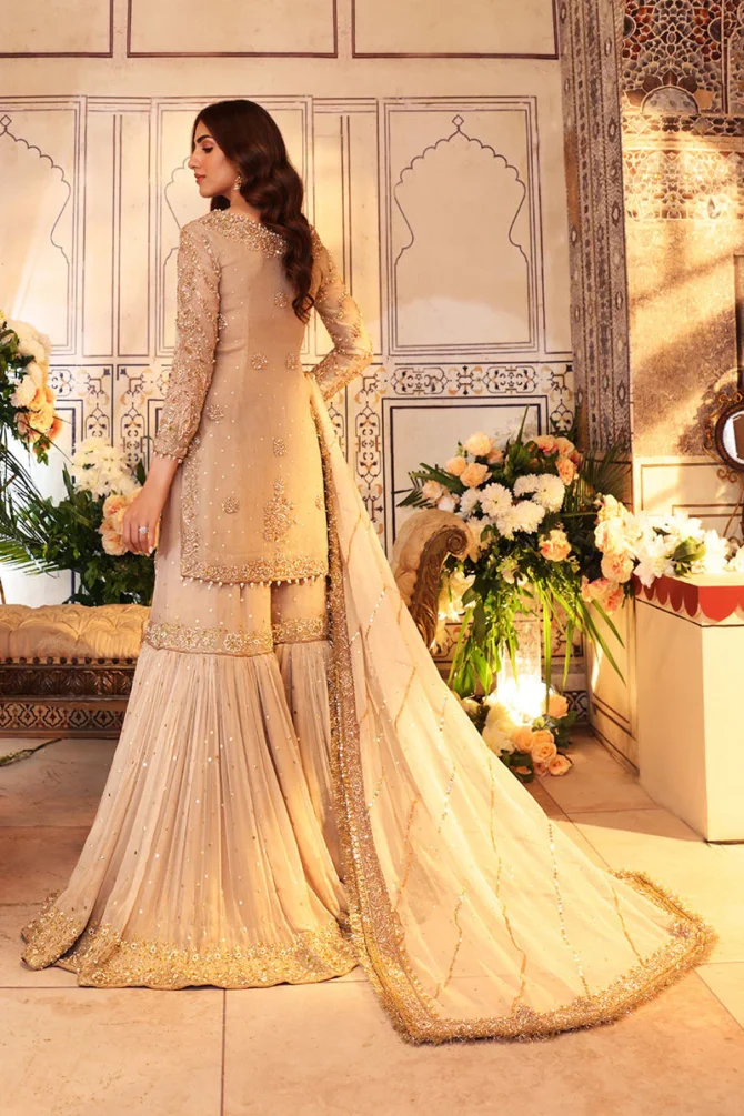 Pakistani Bridal Dress in Gharara Kameez Dupatta Style for Nikkah