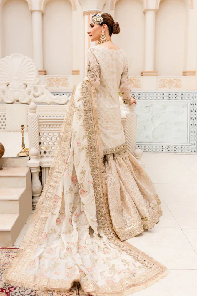 Pakistani Bridal Dress in Kameez and Gharara Style for Nikkah