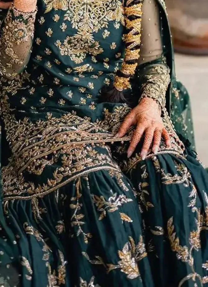 Radiant in Green 🌿 Bridal Sharara Dreams for Mehndi