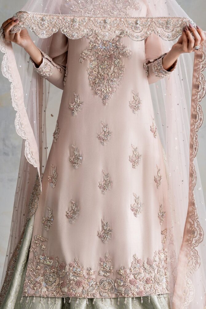 Embellished Nikkah Dress in Royal Lehenga Kameez Style