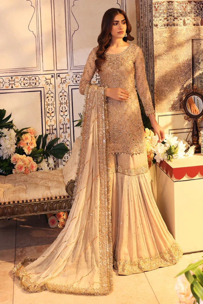 Pakistani Bridal Dress in Gharara Kameez Dupatta Style for Nikkah