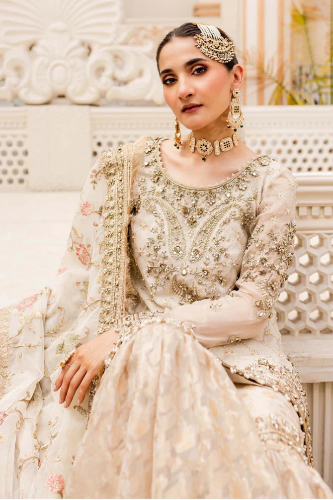 Pakistani Bridal Dress in Kameez and Gharara Style for Nikkah