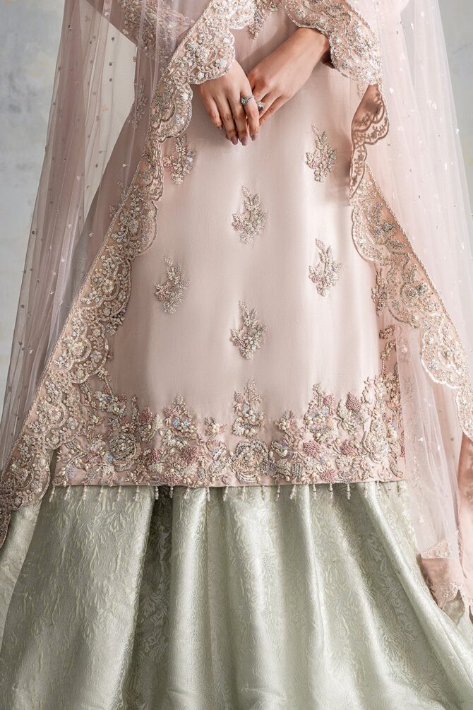Embellished Nikkah Dress in Royal Lehenga Kameez Style