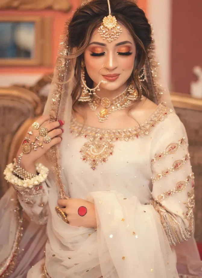 Off White and Golden Gharara for Nikkah