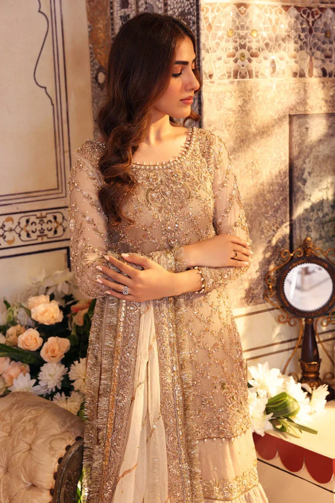 Pakistani Bridal Dress in Gharara Kameez Dupatta Style for Nikkah