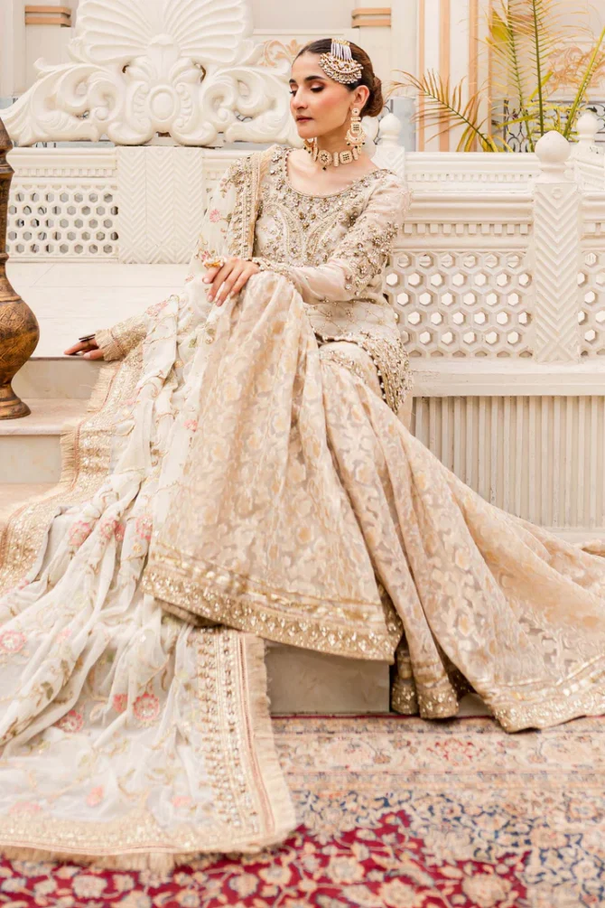 Pakistani Bridal Dress in Kameez and Gharara Style for Nikkah