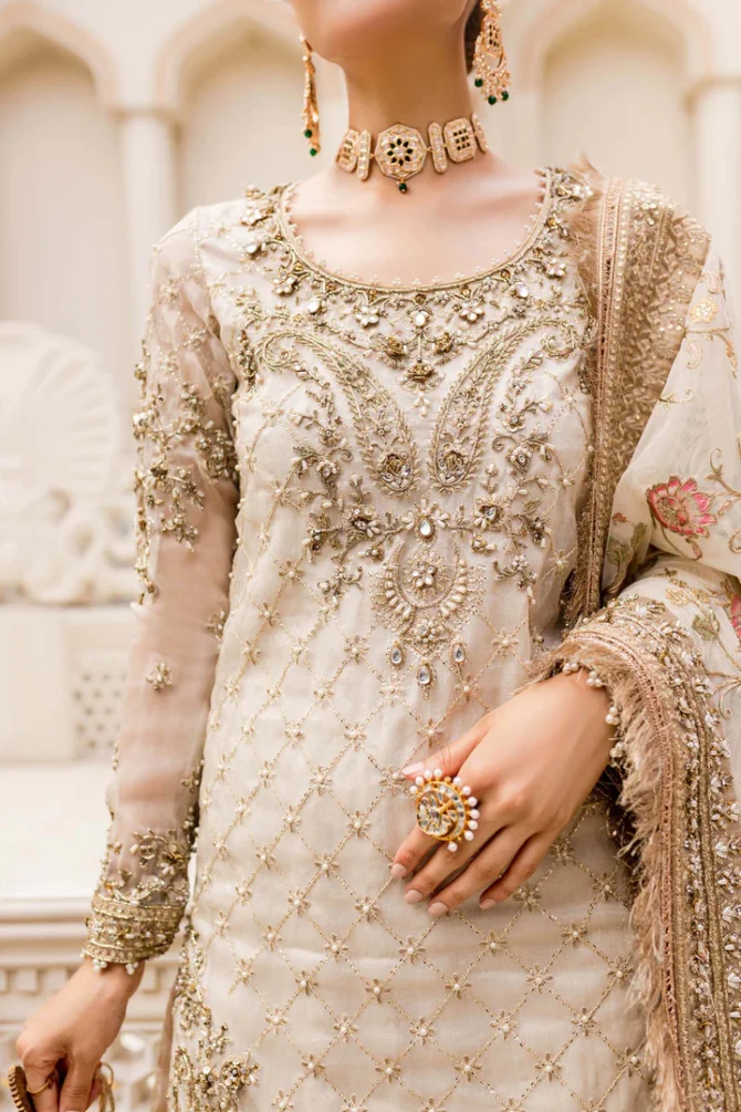 Pakistani Bridal Dress in Kameez and Gharara Style for Nikkah