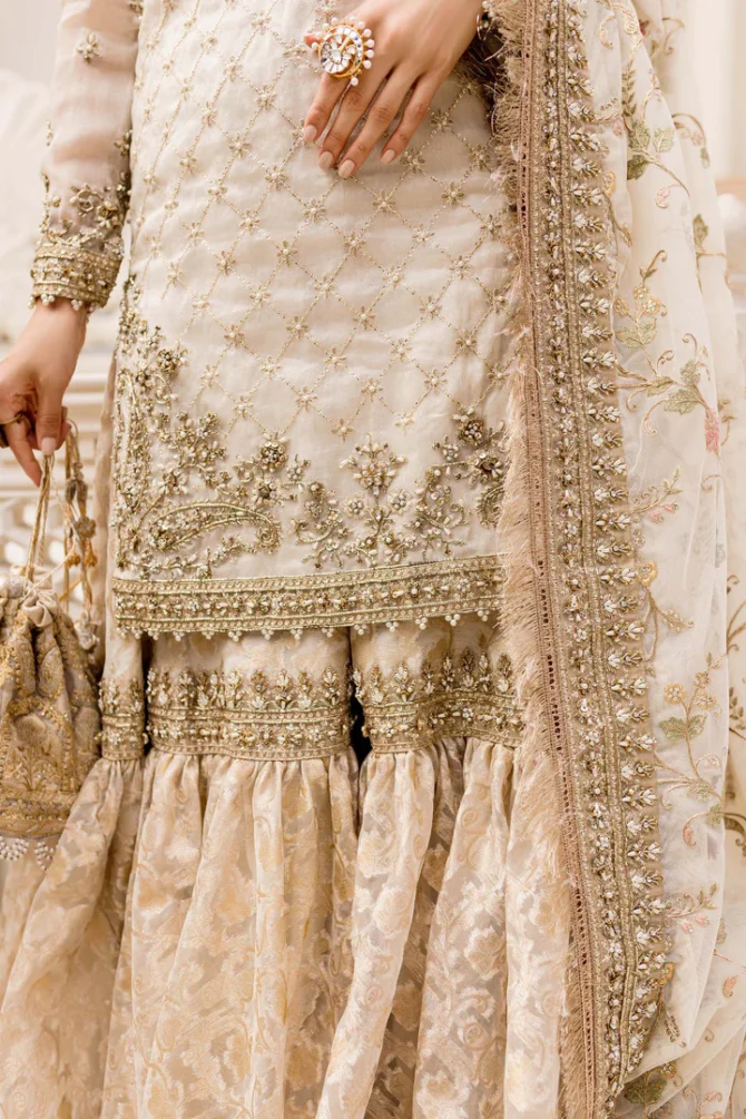 Pakistani Bridal Dress in Kameez and Gharara Style for Nikkah