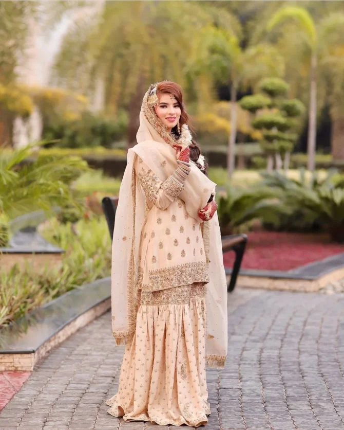 Bridal Gharara Dress for Nikah Elegant Hand Embroidered Ensemble