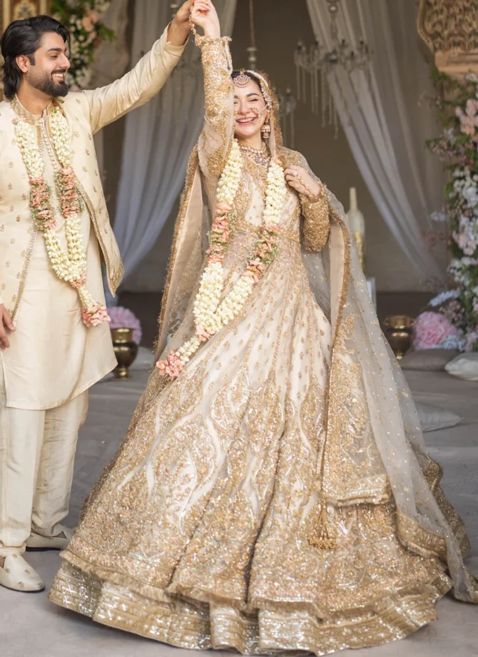 White and Gold Bridal Lehenga for Nikkah