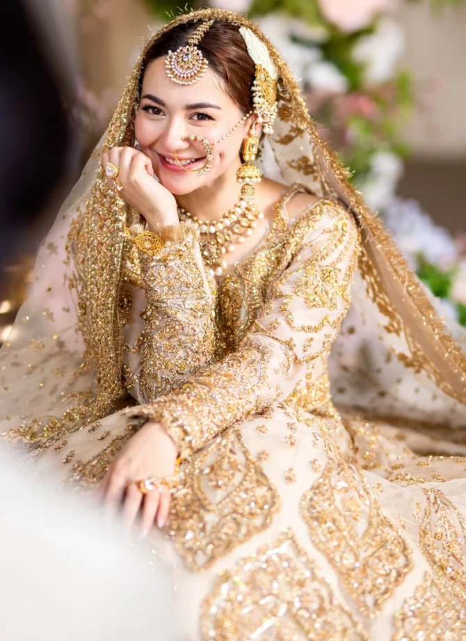 White and Gold Bridal Lehenga for Nikkah