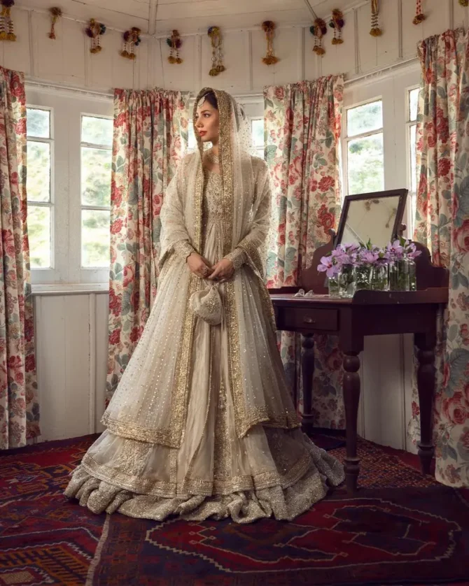 Nikkah & Bridal Party Gown  Pakistani Embroidered Maxi Suit