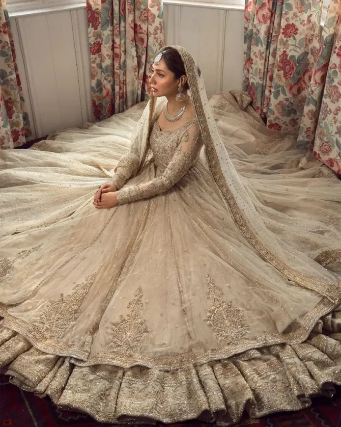 Nikkah & Bridal Party Gown  Pakistani Embroidered Maxi Suit