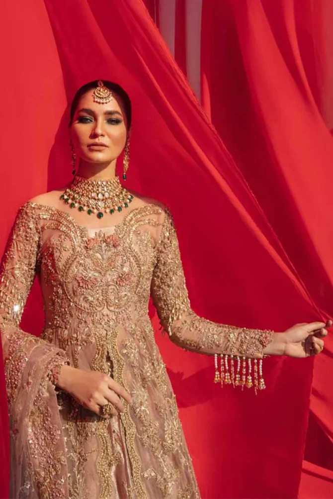 Bridal Lehenga with Hand-Embellished Kora and Dabka Motifs