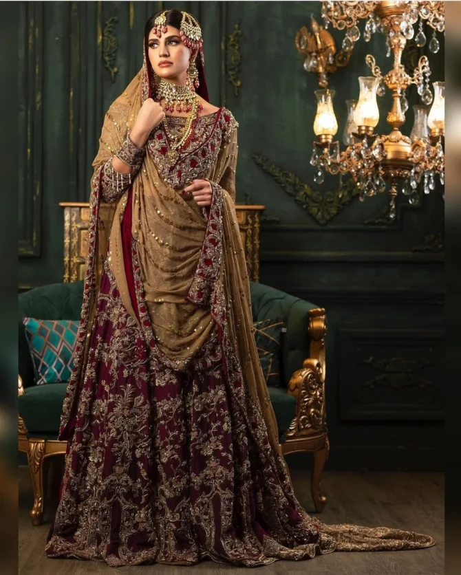 Make a Grand Entrance in This Majestic Back Trail Wedding Lehenga!