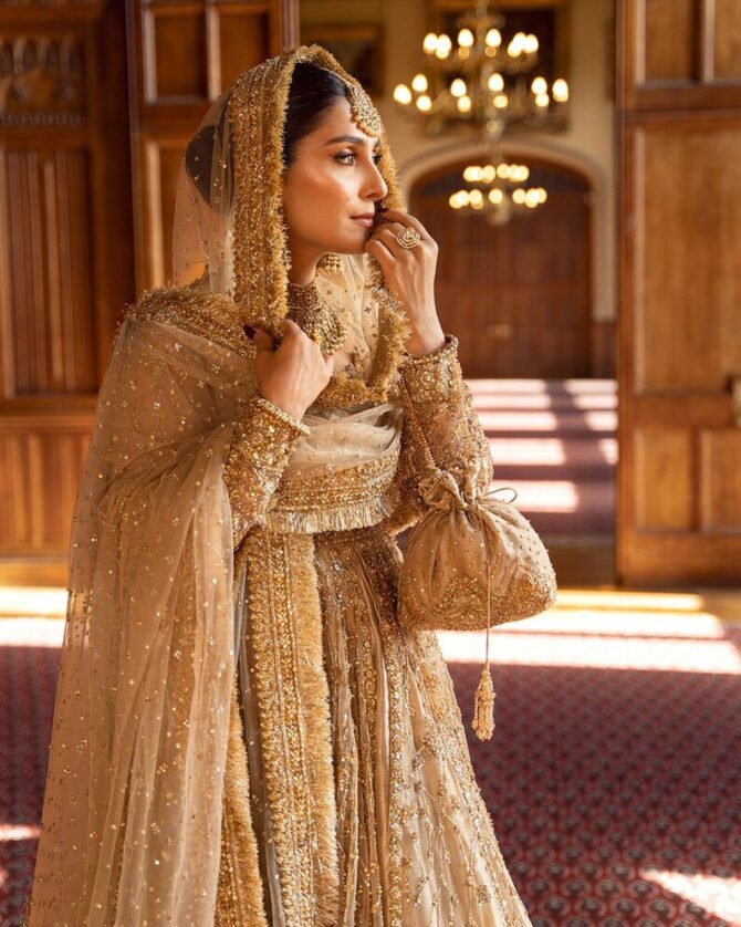 Gold Bridal Maxi Dress – Embroidered Nikkah/Wedding Gown